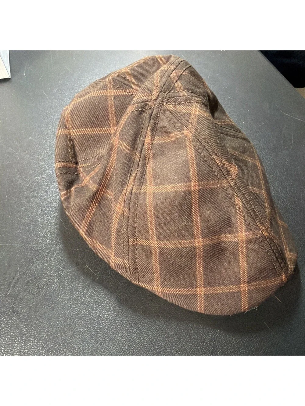 Goorin Bros Sand Castle Kids Brown Plaid Flat Cap M/L Newsboy Driving Cap